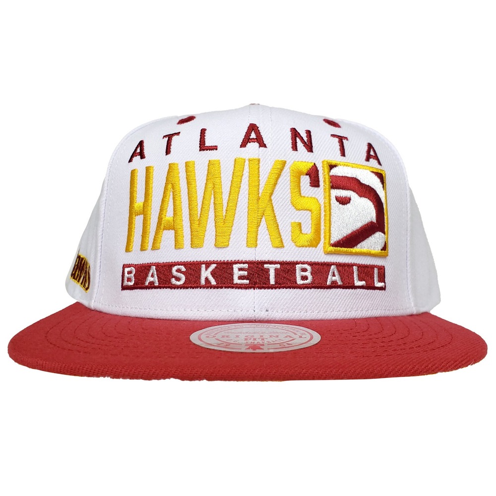 Atlanta Hawks Mitchell & Ness NBA Snapback Hat Cap‎ 3D Logo White Red NWT